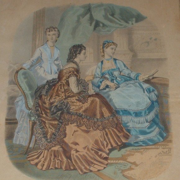 Antique wooden-framed La Mode Illustree picture - Picture 2 of 8